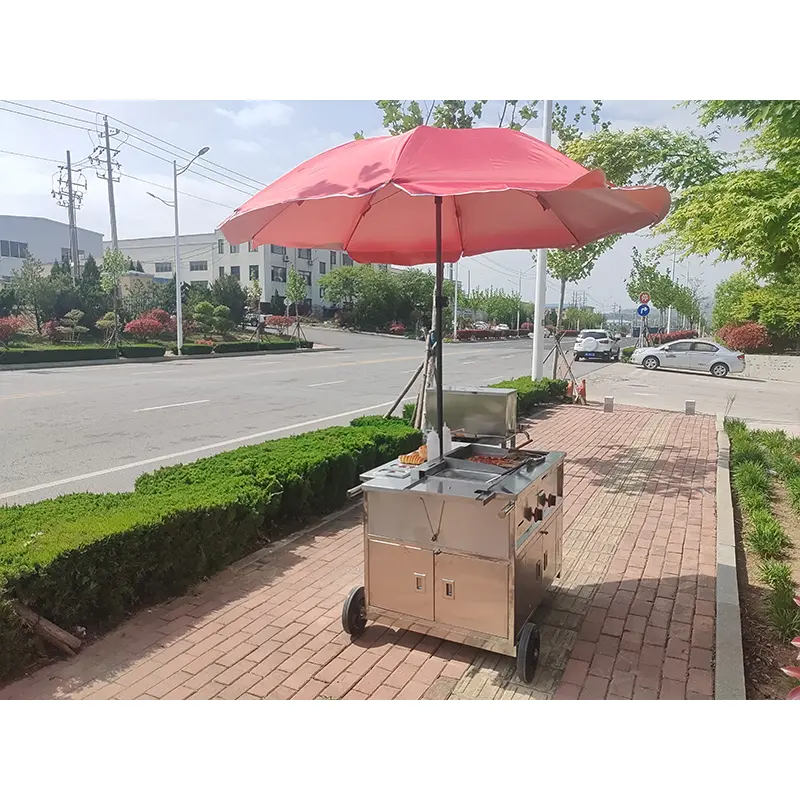 Sosisli Sandviç Şemsiye İtme Arabası